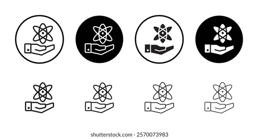 Atom scientific icon Outline vector for web ui