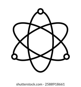 Atom scientific icon Outline vector symbol sign