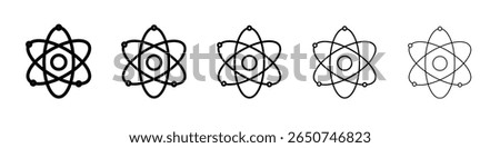 Atom scientific icon vector outline symbol or illustration