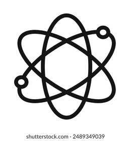 Atom scientific icon Vector symbol or sign set collection in black and white outline