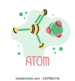 Atom sequence for medical design. Hand drawn vector isolated on white background
