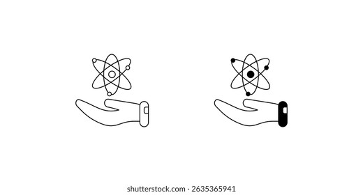 ícone de conjunto de átomos com ilustração de stock de vetor de fundo branco