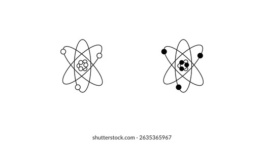 ícone de conjunto de átomos com ilustração de stock de vetor de fundo branco
