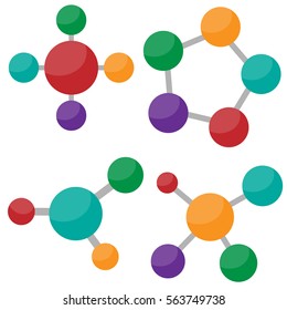 Atom set on white background