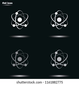 Atom sign flat grayscale vector icon.