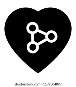
Atom sign with heart presenting love science icon vector 
