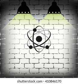 Atom sign icon.