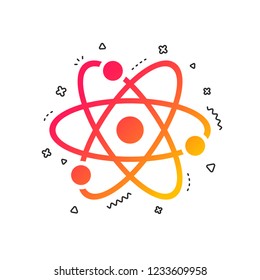 Atom sign icon. Atom part symbol. Colorful geometric shapes. Gradient nuclear icon design. Vector