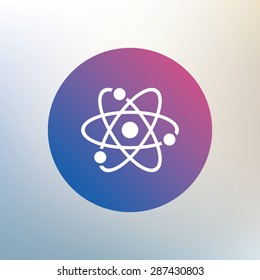 Atom sign icon. Atom part symbol. Icon on blurred background. Vector