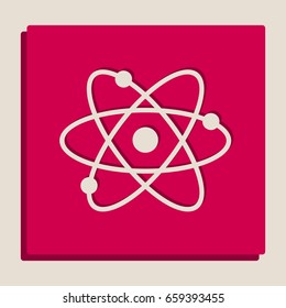 Atom sign illustration. Vector. Grayscale version of Popart-style icon.