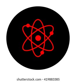 Atom sign. Red vector icon