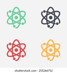 Atom sign simbol. Atom part icon.