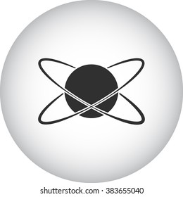 Atom sign simple icon  on round background