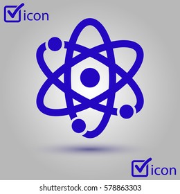 Atom sign symbol. Atom part icon. Flat design style.