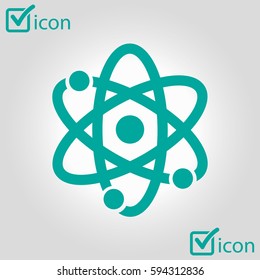 Atom sign symbol. Atom part icon. Flat design style.