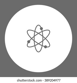 Atom sign symbol. Vector icon grey and white
