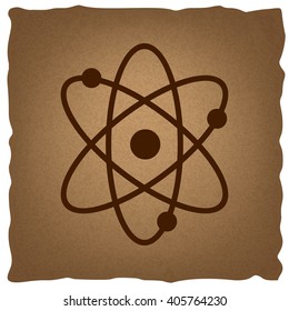 Atom sign. Vintage effect
