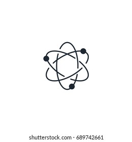 Atom silhouette  icon. High quality black outline Logo for web site design and mobile apps. Vector illustration on a white background.
