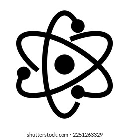 Atom silhouette icon with nucleus. Vector.