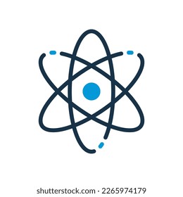 Atom Silhouette Icon. Scientific Atom Symbol. Sign of Education and Science. Structure of Nucleus of Atom. Protons, Neutrons and Electrons Icon. Vector Isolated Illustration.