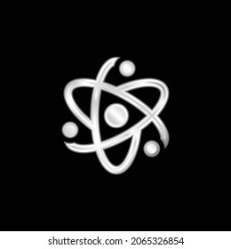Atom silver plated metallic icon