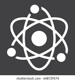 Atom solid icon, Education and physics, vector graphics, a filled pattern on a black background, eps 10.