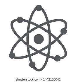 Atom structure glyph icon, scientific and nuclear, nucleus sign, vector graphics, a solid pattern on a white background, eps 10.