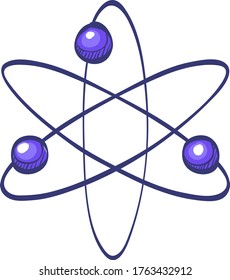 Atom structure icon in color drawing. Science technology school college education molecule particles