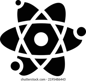 Atom Structure Icon With Glyph Style, Science Sign And Symbol Isolated On White Background