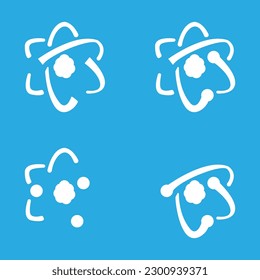 icono de estructura de átomo en fondo blanco, ilustración vectorial