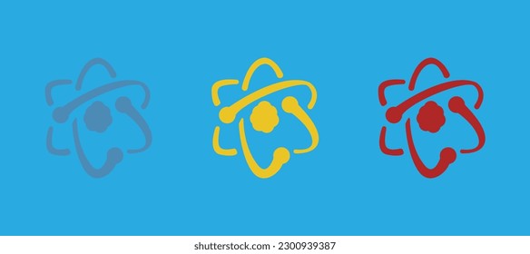 atom structure icon on a white background, vector illustration