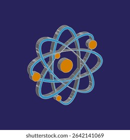Atom structure icon. Particle Vector model. Science chemistry symbol. Orbital energy graphic.