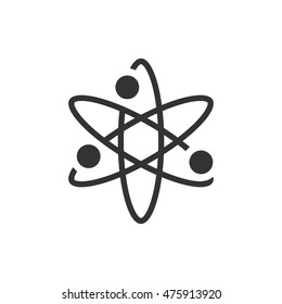 Atom structure icon in single color. Science technology school college education molecule particles
