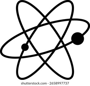 Ícones da estrutura Atom. Conceito de ciência, física quântica, estrutura atômica. Átomos contornados pretos com elétrons em órbita ao redor do núcleo, isolados sobre fundo transparente. Símbolo de física nuclear.