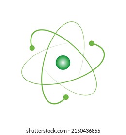 atom structure model. nucleus of protons and neutrons. orbital electrons. vector illustration isolated on white background.