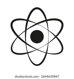 Modelo da estrutura do átomo. Símbolo molecular científico. Ícone de química vetorial. Diagrama de educação física.