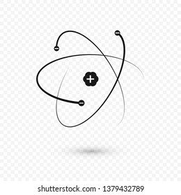 Atom structure nucleus and electrons. Atom icon.  vector illustration isolated on transparent background