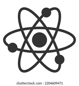 Atom structure with orbits - icon, illustration on white background, glyph style