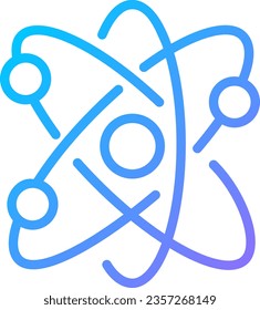 Atom structure pixel perfect gradient linear vector icon. Smallest particle. Molecular structure. Atomic organization. Thin line color symbol. Modern style pictogram. Vector isolated outline drawing