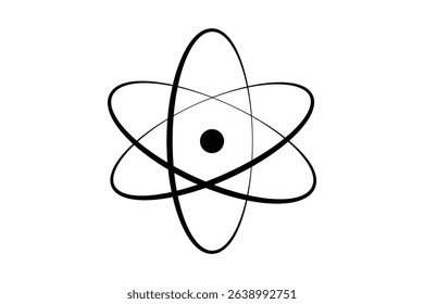 atom symbol icon, atom isolated on white background.