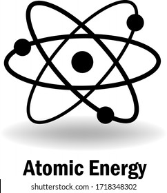 atom symbol with the inscription below atomic energy