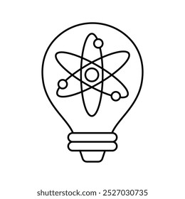 Atom symbol and light bulb line icon editable stroke vector sign