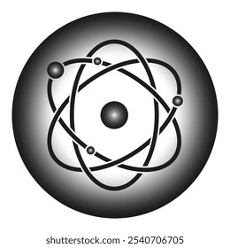 Atom symbol. Molecular structure. Science vector icon. Orbiting electron illustration.