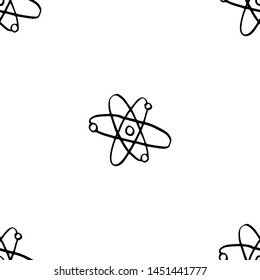 Atom symbol Seamless Pattern hand drawn. Vector Illustration.