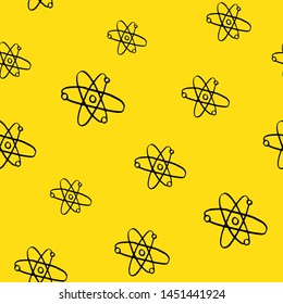 Atom symbol Seamless Pattern hand drawn. Vector Illustration.