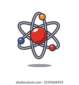 Atom symbol structure. cartoon vector illustration. design element for poster, brochure, web, mascot, sticker, logo and icon.