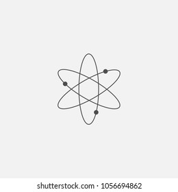 Atom symbol for web in trendy flat style isolated on grey background