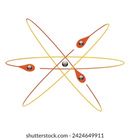Atom symbols of nuclear energy icon. Scientific research and molecular chemistry. Vector atomic structure with orbital electrons nucleus, protons and neutrons