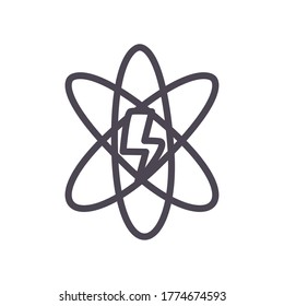 Atom with thunder line style icon design, science chemistry and molecular theme Vector illustration