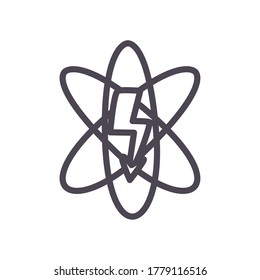 Atom with thunder line style icon design, science chemistry and molecular theme Vector illustration